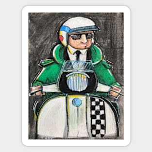 Retro Scooter, Classic Scooter, Scooterist, Scootering, Scooter Rider, Mod Art Sticker